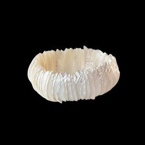 Vintage Mother Of Pearl Luster Shell Stretch Bracelet